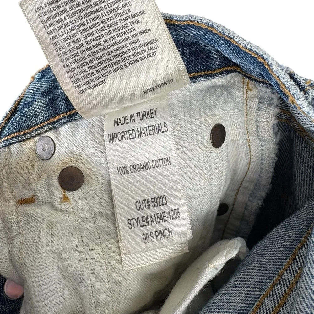 Agolde 90's Pinch Waist Jeans in Rule Womens 23 Distressed Denim High Waisted